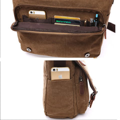 Embroidered Name Men's Messenger Bag Canvas School Bag