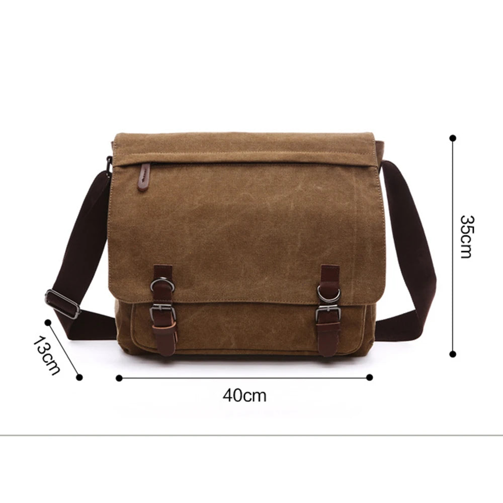 Embroidered Name Men's Messenger Bag Canvas School Bag