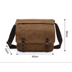 Embroidered Name Men's Messenger Bag Canvas School Bag