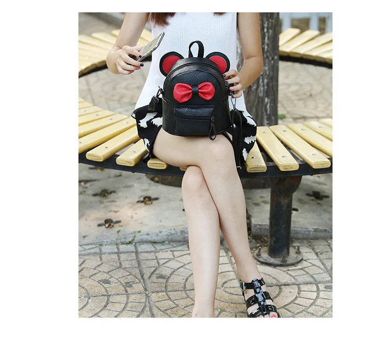 Personalized Mini Backpack Name Girl's Rucksack Bow Ears Daycare Travel Bag
