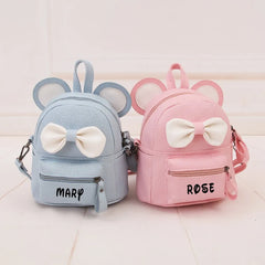 Personalized Mini Backpack Name Girl's Rucksack Bow Ears Daycare Travel Bag