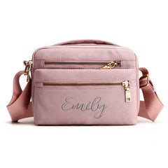 Embroidered Nylon Cross-Body Bag Waterproof Small Square Bag