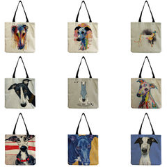 Greyhound Dog Prints Totes Bags Designers Eco Durable Shopping Travel Bags