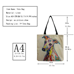 Greyhound Dog Prints Totes Bags Designers Eco Durable Shopping Travel Bags