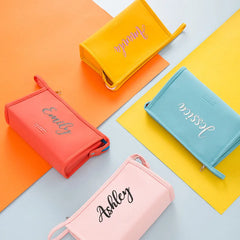 Personalized PU Travel Make-up Bag Embroidered Tote Wash Bag Waterproof