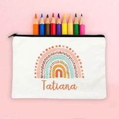 Personalized Rainbow Pencil Bag with Name Student Storage Case
