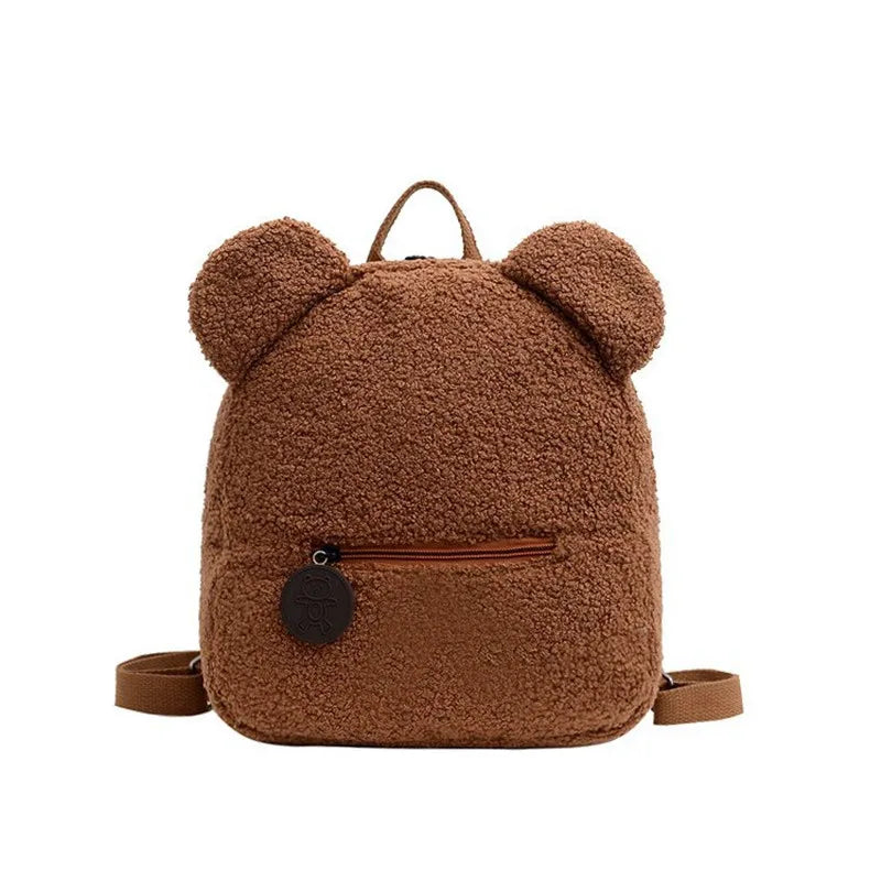 Personalized Plush Bear Backpack Winter Portable Kids Travel Shopping Storage