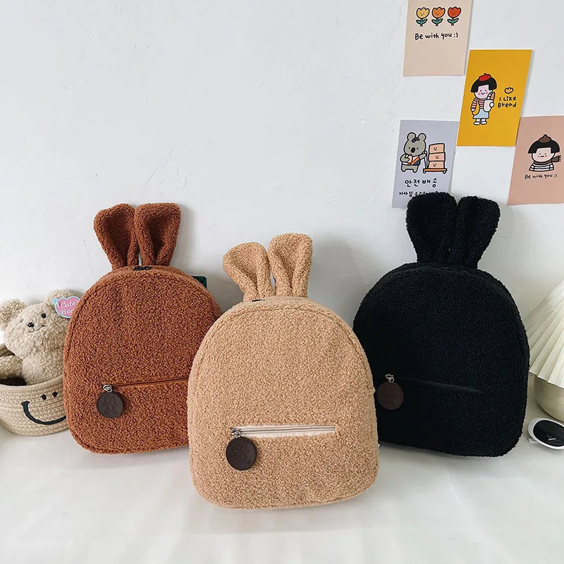 Personalized Plush Bear Backpack Winter Portable Kids Travel Shopping Storage