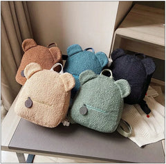 Personalized Plush Bear Backpack Winter Portable Kids Travel Shopping Storage