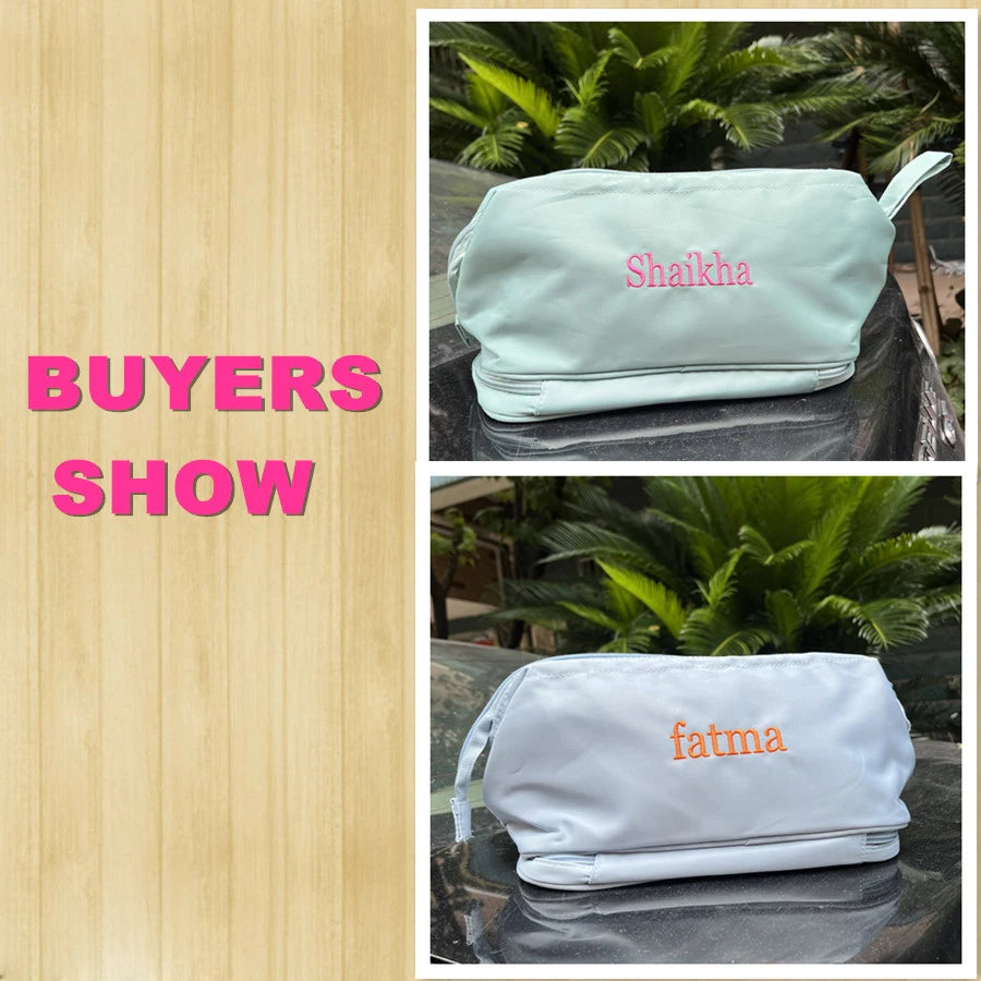 Personalized Nylon Embroidery Double Wash Bag