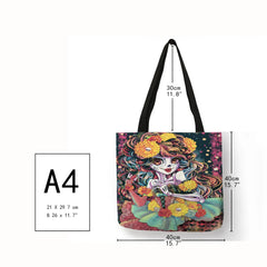 Skull Princess Women Tote Bag Skeleton Print Reusable Shopping Handbag