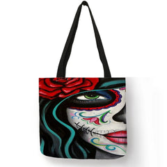 Skull Princess Women Tote Bag Skeleton Print Reusable Shopping Handbag