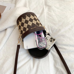 Rhombus Patchwork Bucket Bag Crossbody