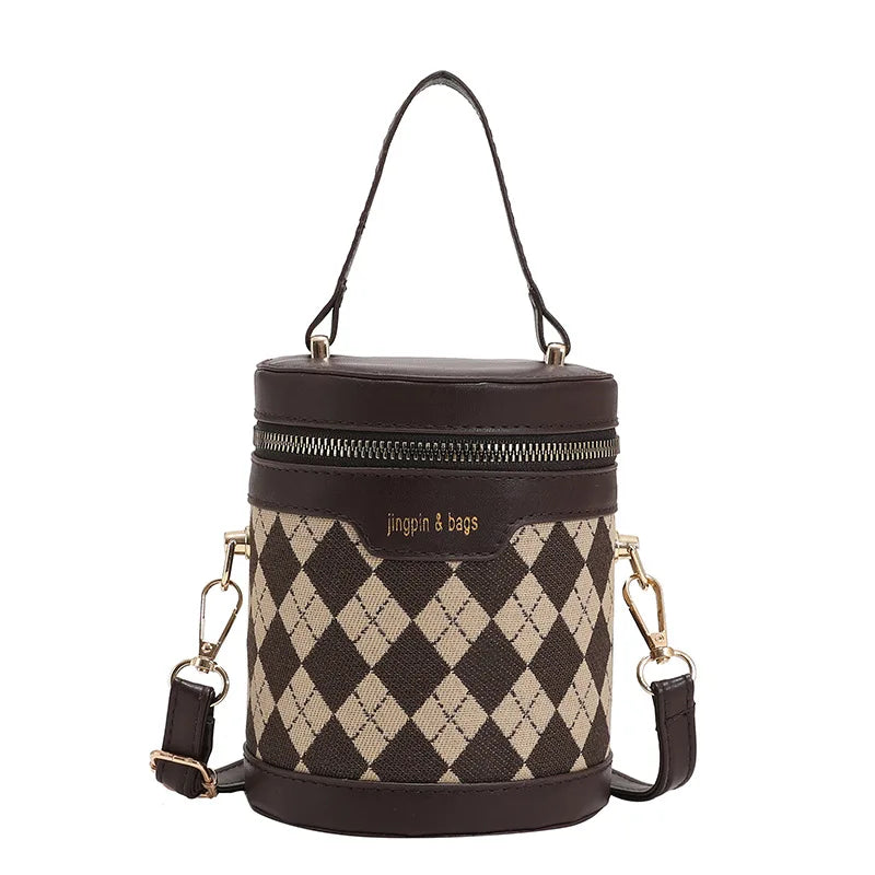 Rhombus Patchwork Bucket Bag Crossbody