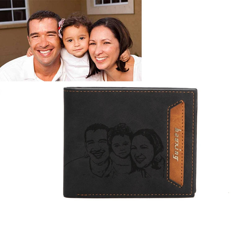Engraved Retro Short Two Fold Wallet for Him