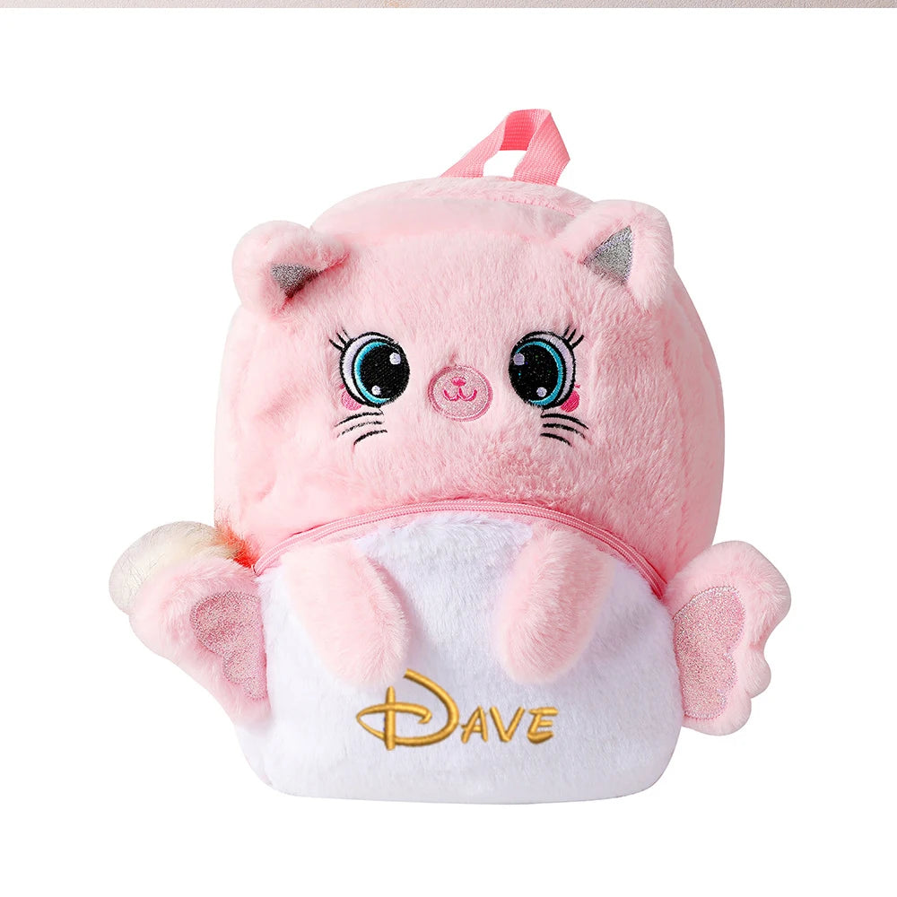 Personalized Winter Unicorn Children's Plush Backpack Embroidered Name
