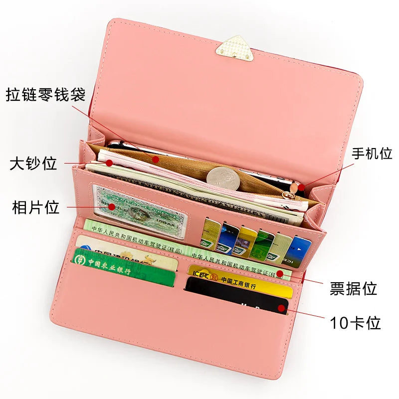 Fashionable Women's Long Purse Wallet Card Slot Bag