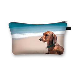 Pet Puppy Print Sausage Dog Cosmetic Bag Women Lipstick Storage Organizer