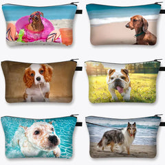 Pet Puppy Print Sausage Dog Cosmetic Bag Women Lipstick Storage Organizer