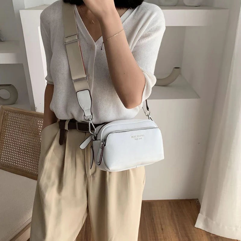 Small Shoulder Bag Women Party Wide Straps Solid Cross Body Bag