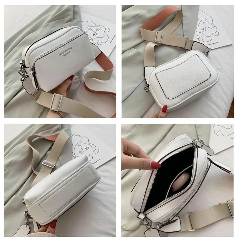 Small Shoulder Bag Women Party Wide Straps Solid Cross Body Bag