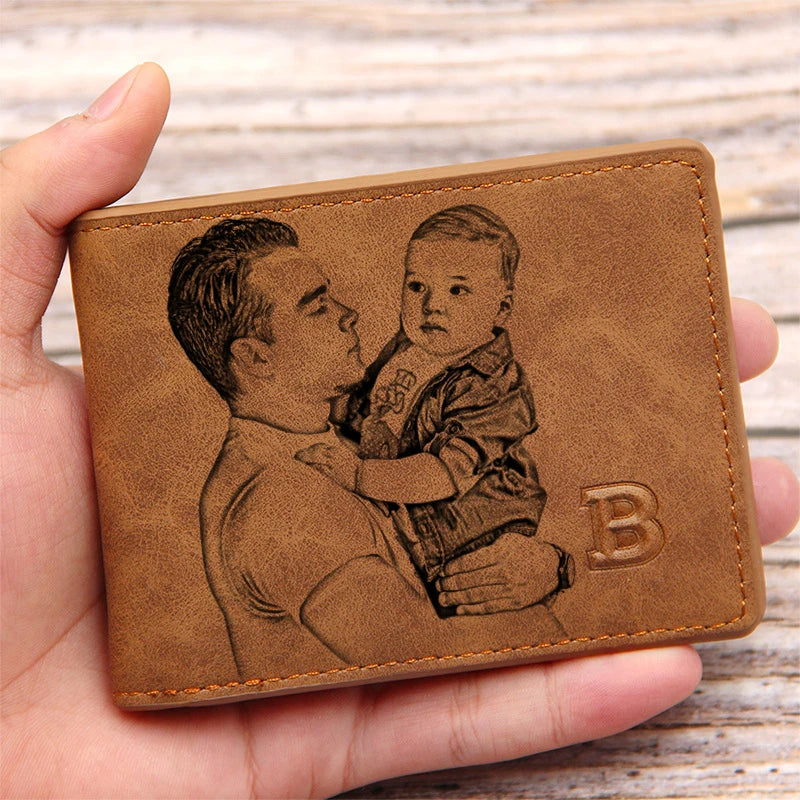 Personalized Photo Wallet Men Multifunction Short Small Bifold