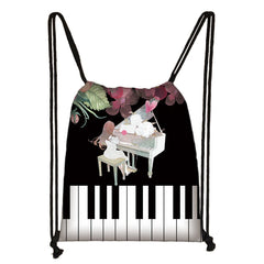 Musical Notes Drawstring Bag Women Travel Bag Teenager Boys Girls Storage Bag