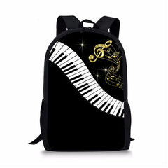 Piano Music Note Print Kids Backpack For Girls Students Pattern School Bags