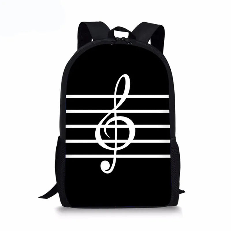 Piano Music Note Print Kids Backpack For Girls Students Pattern School Bags