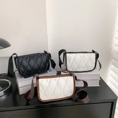 Leather Women's Shoulder Bag Wide Strap Crossbody Bag Handbag