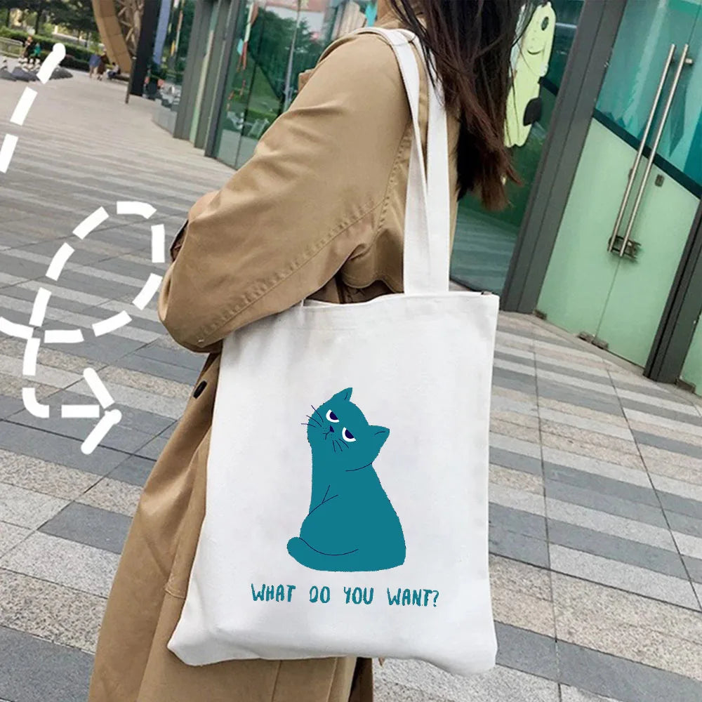 Pink Bunny Girl Rabbit Cat Women Shopper Bag Handbag Tote Shoulder Canvas