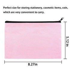 Pink Canvas Makeup Bag with Multi-Color Zipper