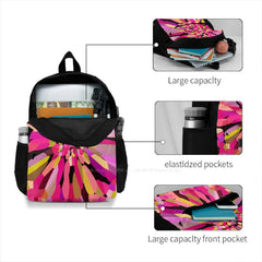 Pink Confetti Flower Laptop Bagpack Floral Red Purple Green