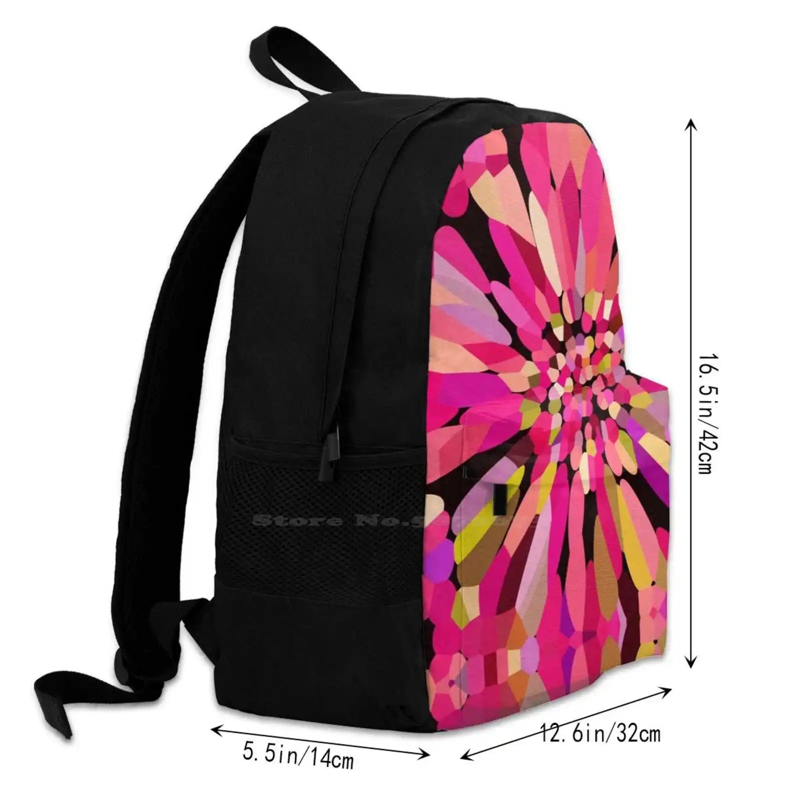 Pink Confetti Flower Laptop Bagpack Floral Red Purple Green