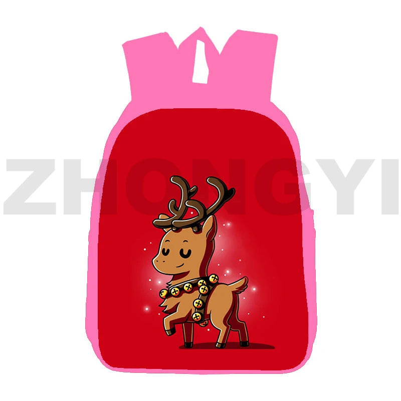 Pink Christmas Backpack for Girls 12/16-Inch 3D Print Santa Claus Design
