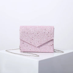 Pink Diamond Crossbody Shoulder Bag for Women Evening Purse
