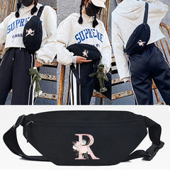Pink Flower R Print Waist Bags Men Women Handbag Sport Belt Shoulder Pack