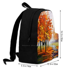 Pink Fog 3D Print Backpack Casual Bag Afremov Fog Pink Forest Park Tree Autumn