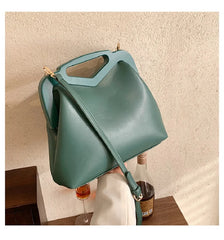 Pink Green Shoulder Bags Handle Women Handbags Retro Leather Bag