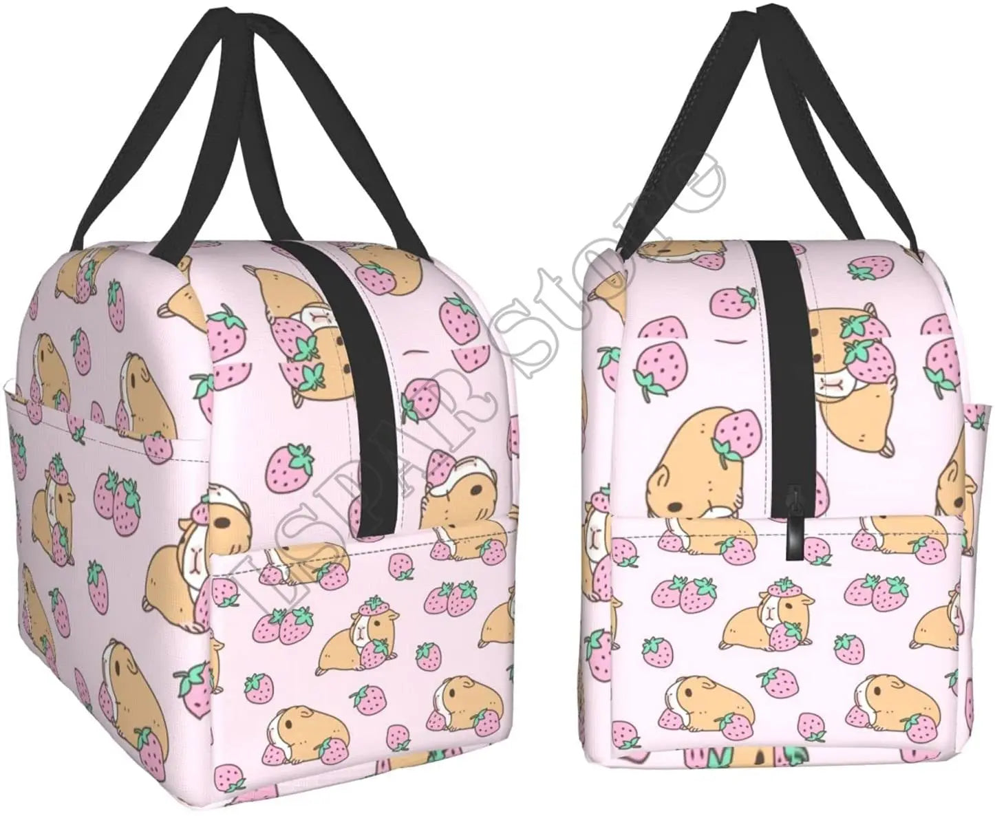 Pink Guinea Pig and Strawberry Insulated Lunch Box