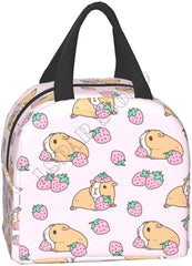 Pink Guinea Pig and Strawberry Insulated Lunch Box
