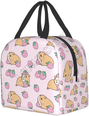 Pink Guinea Pig and Strawberry Insulated Lunch Box
