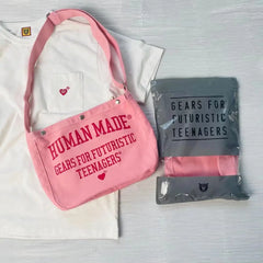 Pink Canvas Waist Packs Men Women Buckle Opening Bag
