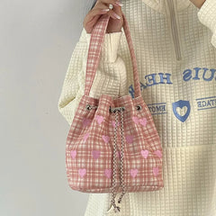 Pink Heart Bucket Purse Love Messenger Bag