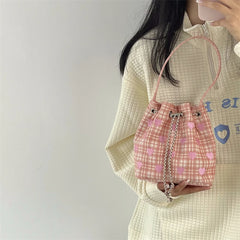 Pink Heart Bucket Purse Love Messenger Bag