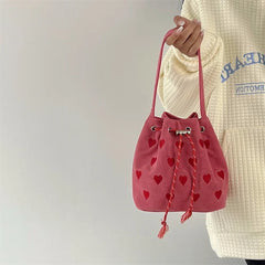Pink Heart Bucket Purse Love Messenger Bag