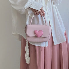 Pink Heart Girly Small Shoulder Bag Love Women Tote Purse Handbags