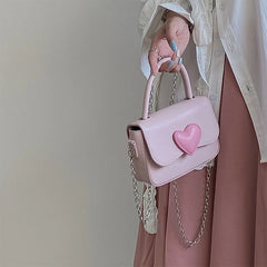 Pink Heart Girly Small Shoulder Bag Love Women Tote Purse Handbags