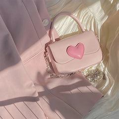 Pink Heart Girly Small Shoulder Bag Love Women Tote Purse Handbags
