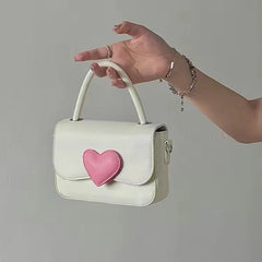 Pink Heart Girly Small Square Shoulder Bag Love Women Tote Purse